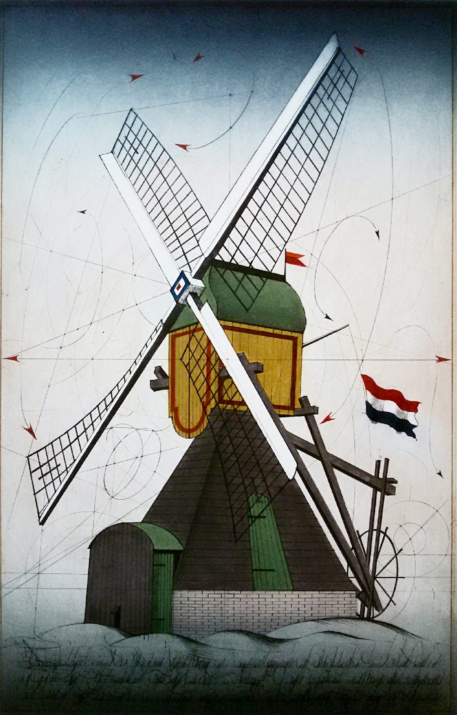 Alois Janak - Windmühle, Farbradierung verkocht voor € 200!