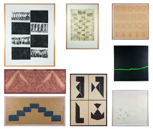 Gerard Spaan - en anderen, Lot van 8 abstracte kunstwerken in diverse technieken - Ingelijst kaufen? Bieten Sie von 100!