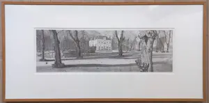 Reinder Homan - Huis te Manpad in Heemstede, ets (mooi ingelijst) kopen? Bied vanaf 175!