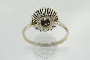 1 - Chique 14Krt gouden rozet ring met 23 briljant geslepen diamanten ca 0.90 ct kopen? Bied vanaf 590!