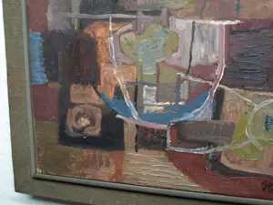 Kor Heemsbergen - Olieverf op doek, Abstracte voorstelling - 1960 - Ingelijst kopen? Bied vanaf 150!