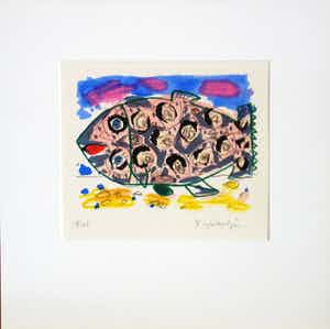 Kees Salentijn - Vis (met passepartout) verkocht voor € 45!