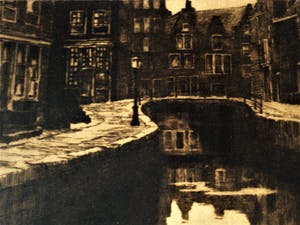 Niet of onleesbaar gesigneerd - Gesigneerde zg. droge naald Ets "Amsterdam OZ Achterburgwal" kopen? Bied vanaf 10!