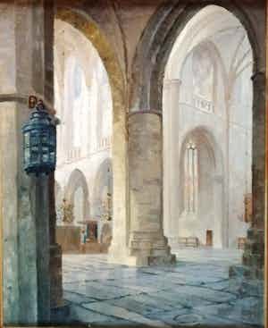 Arij Albert Willem Verhorst - Interieur Grote- of Sint Bavokerk Haarlem verkocht voor € 130!
