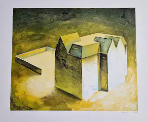 Ardi Brouwer - Fraaie polychrome zeefdruk "het huis van de verzamelaar" zeer kleine oplage! kaufen? Bieten Sie von 44!