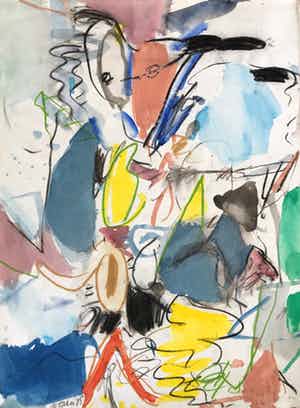 Jurjen de Haan - Kleurrijk werk - Gemengde techniek - Gesigneerd - 1985 verkocht voor € 75!