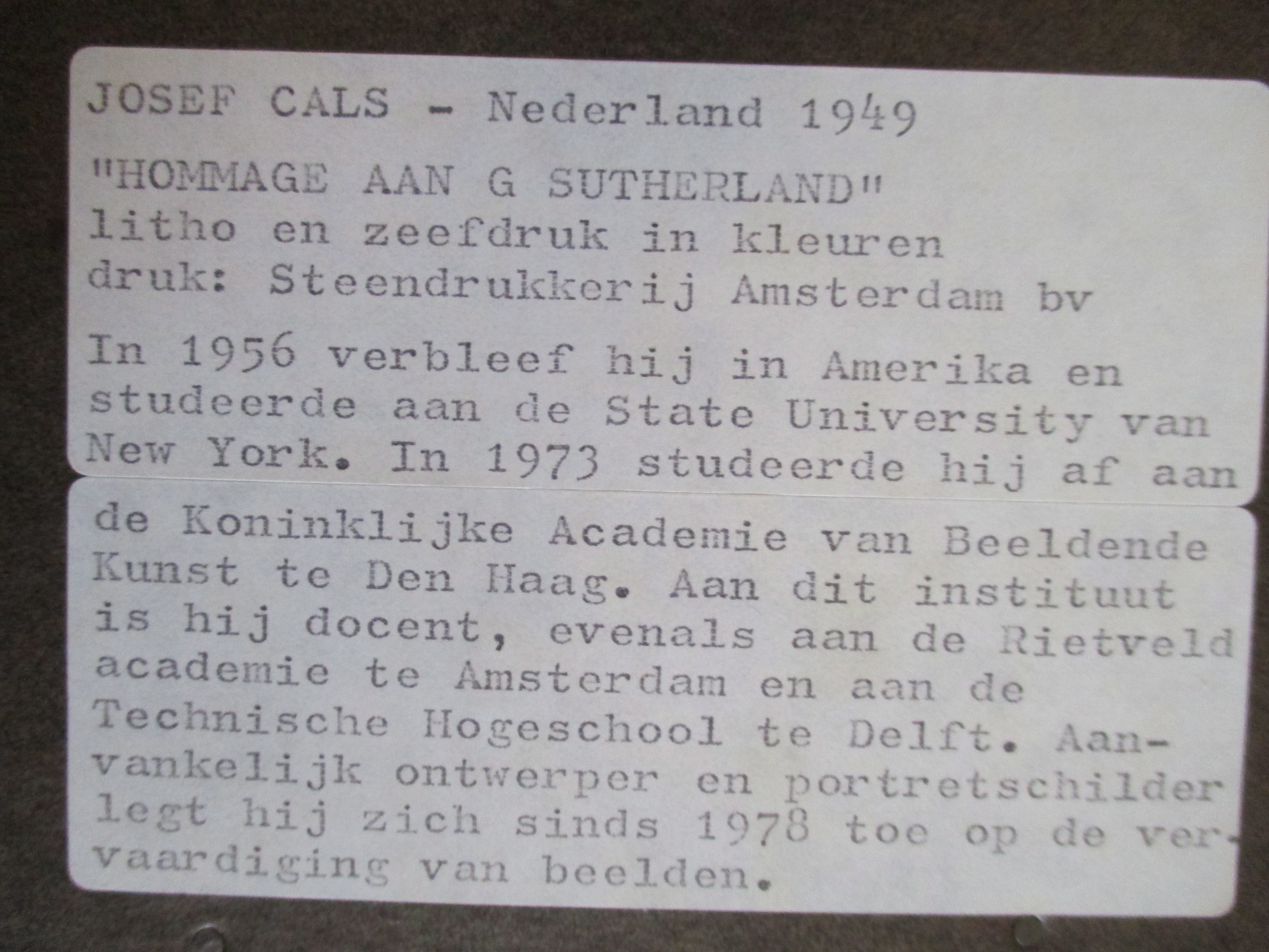 Joseph Cals - Ingelijste litho "Hommage aan Graham Sutherland" kopen? Bied vanaf 50!