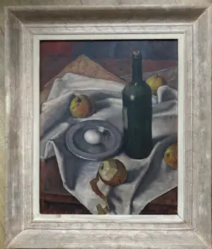 Johan Ponsioen - Stilleven met Fles / Fruit / Tinnen Bord - Olieverf Schilderij kopen? Bied vanaf 595!