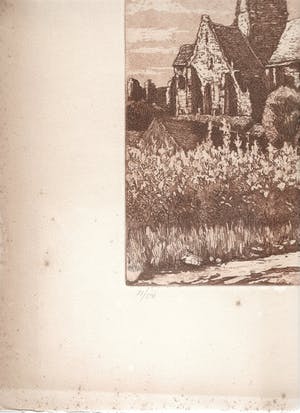 Bernard Klene - Landschap met de Basiliek Saint Mathurin de Larchant kopen? Bied vanaf 35!