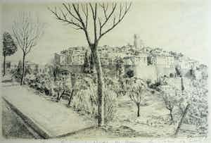 Serge Mendjisky - Grote ingelijste litho , Saint-Paul-de-Vence – met dédicace - 1982 verkocht voor € 75!