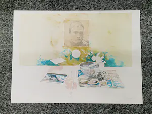 Walter Nobbe - Grote in 1982 gemaakt kleuren litho stilleven jongensportret zeer kleine oplage! kopen? Bied vanaf 70!