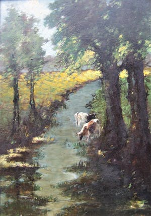 Theodorus Verstraaten - Landschap met beek en koeien kopen? Bied vanaf 60!