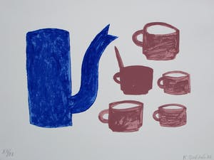 Klaas Gubbels - zeefdruk: kan met kopjes kopen? Bied vanaf 275!