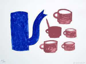 Klaas Gubbels - zeefdruk: kan met kopjes verkocht voor € 275!