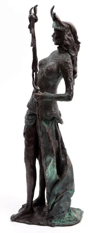 Marianne Houtkamp - Bronzen sculptuur: Vrouw met masker -1990 kopen? Bied vanaf 1000!
