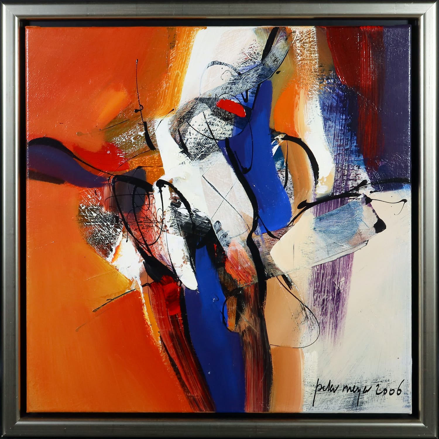 Peter Meijer - Acryl op doek, Zonder titel - Ingelijst verkocht voor € 1!