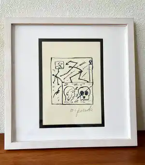 A.R. Penck - Zeldzame - Handgesigneerde litho - Compositie met figuren - Ingelijst verkauft für € 165!