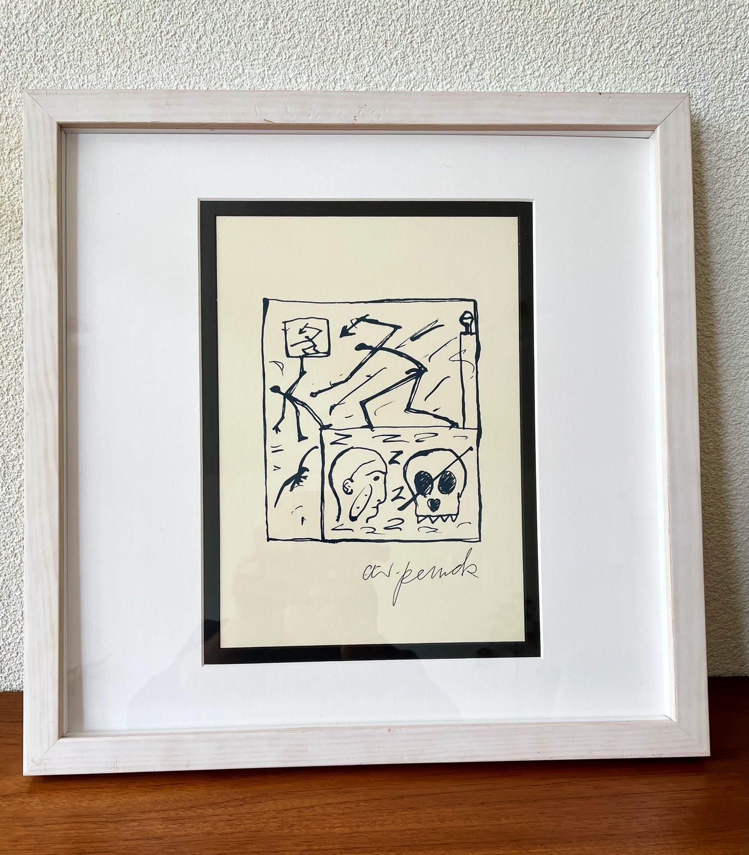 A.R. Penck - Zeldzame - Handgesigneerde litho - Compositie met figuren - Ingelijst kopen? Bied vanaf 165!