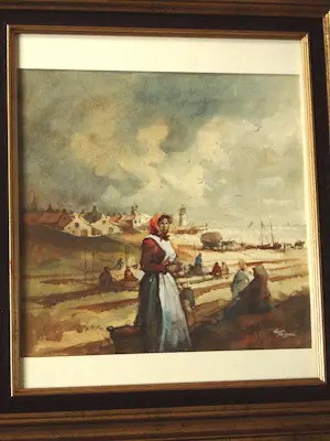 Reint de Jonge - Aquarel - Vissersdorp in de Branding kopen? Bied vanaf 125!