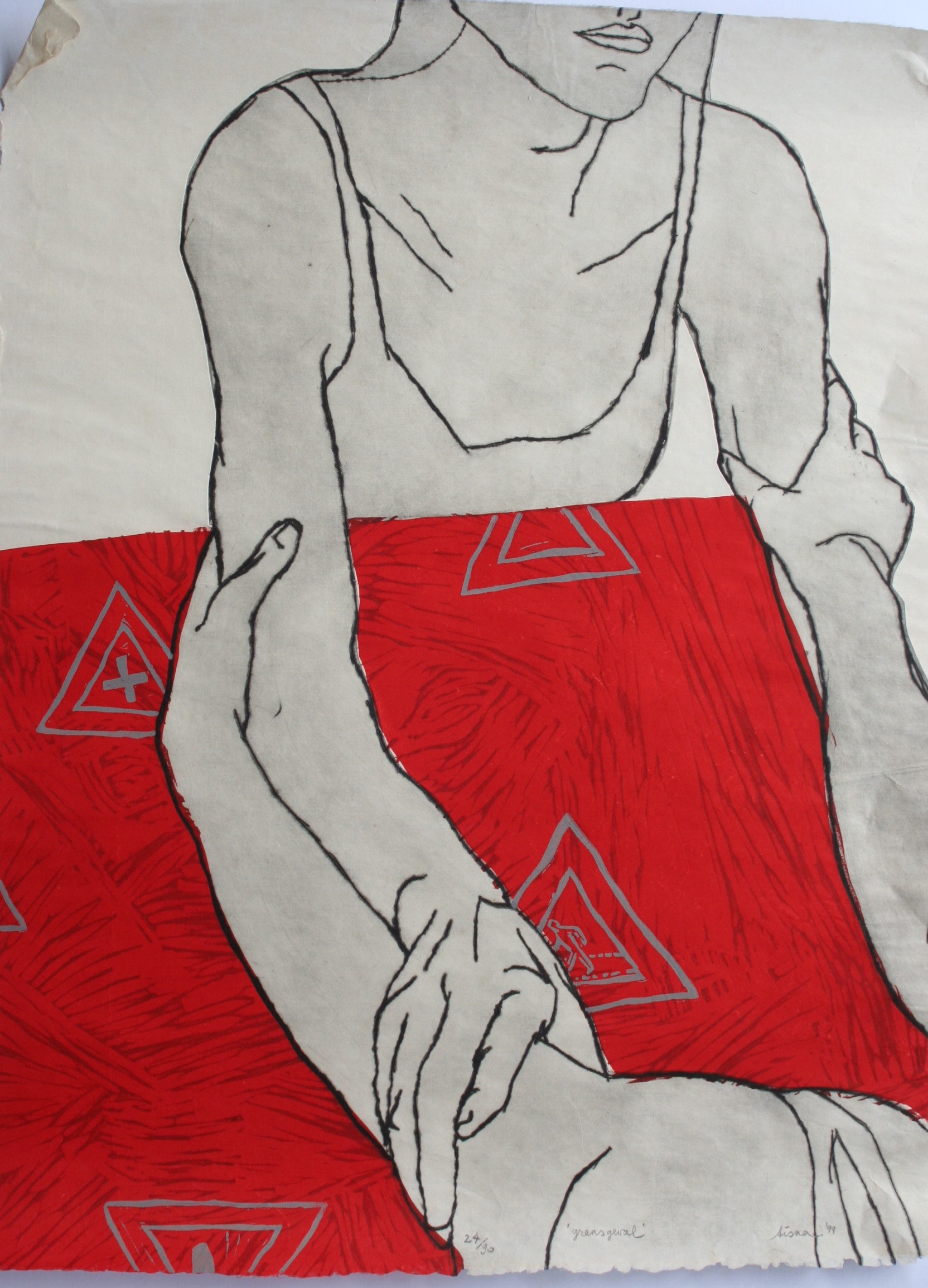 Niet of onleesbaar gesigneerd - 'grensgeval' - zeefdruk op geschept papier - gesigneerd verkocht voor € 1!