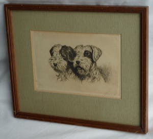 Niet of onleesbaar gesigneerd - Ingelijste ets , 2 Honden , 2 portretten - oud kopen? Bied vanaf 1!