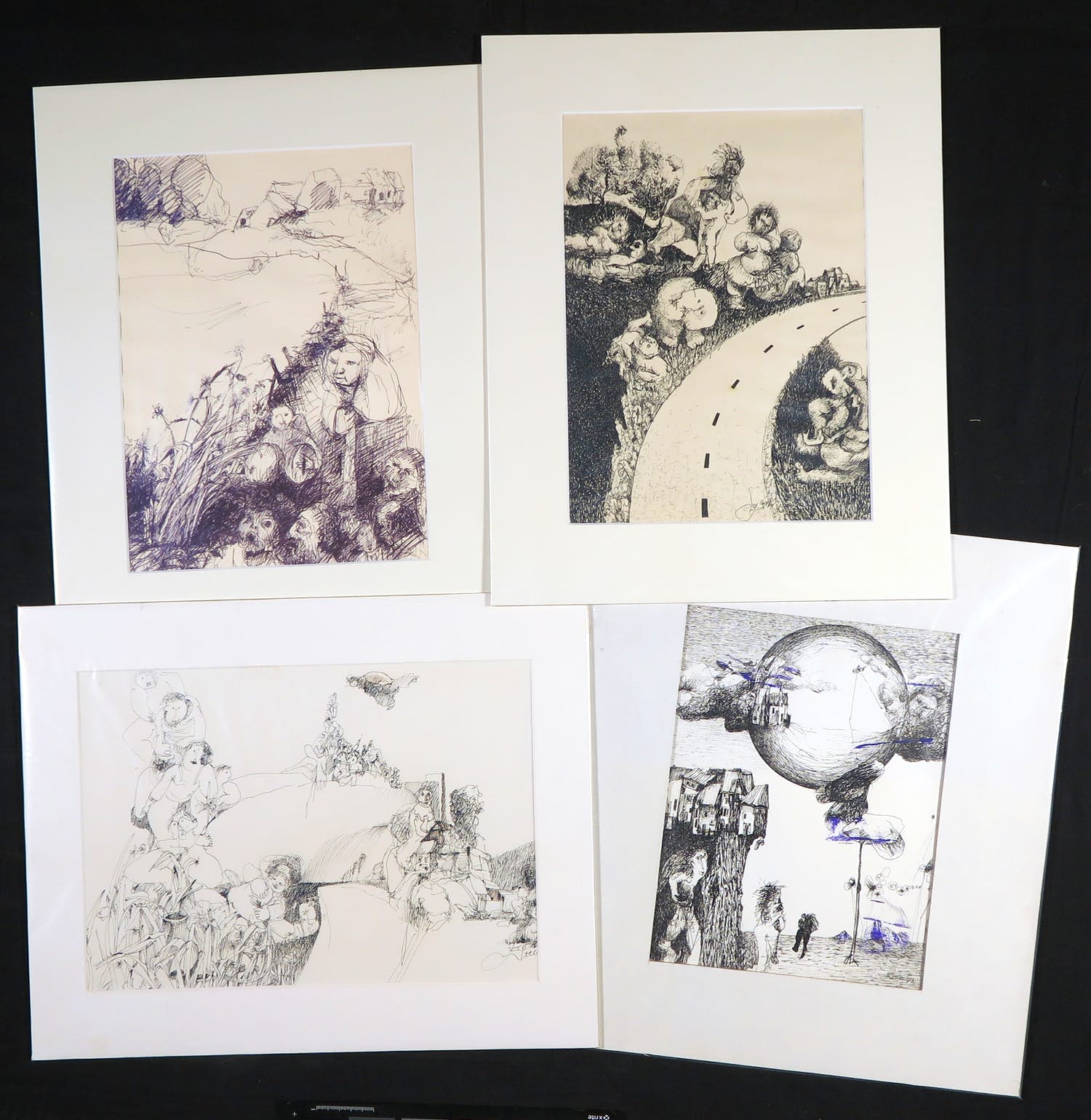 Franscz Witte - Lot van vier pentekeningen kopen? Bied vanaf 1!