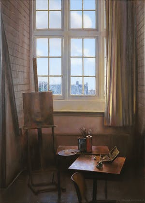 Gerard Huysman - Olieverf op paneel van het atelier van de kunstenaar - Ingelijst kopen? Bied vanaf 600!