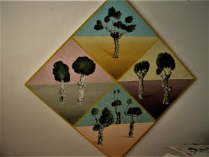 Erna van Mondfrans - GROOT realistisch olieverf "Frankrijk de bomen van Chalabre" gesigneerd kopen? Bied vanaf 20!