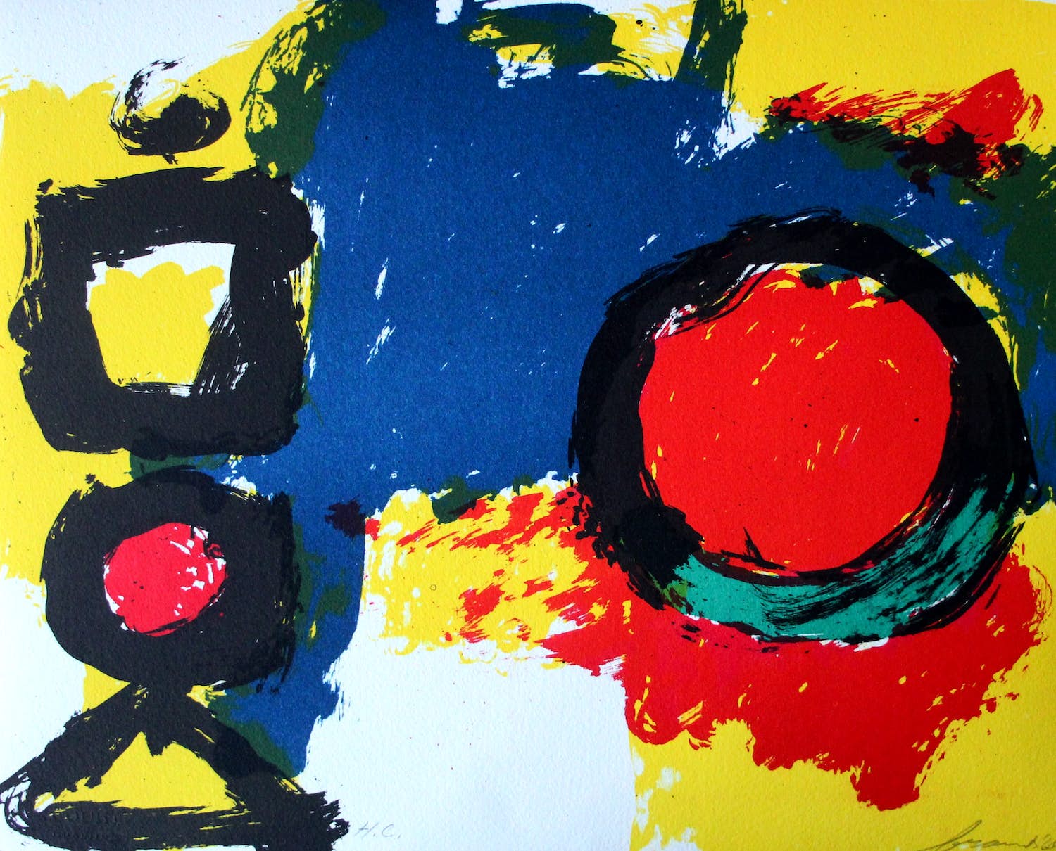 Eugène Brands - Litho: Abstracte compositie - 1968 (nieuwstaat!) kopen? Bied vanaf 225!