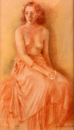 Buy Jan A. Louwers - zittend half naakt (semi nude) in rood krijt? Bid from 65!