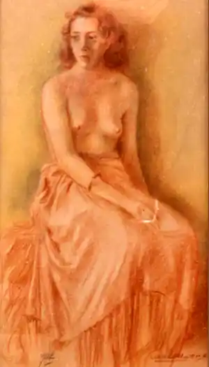 AcheterJan A. Louwers - zittend half naakt (semi nude) in rood krijt? Enchérissez de 65!