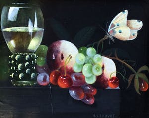 Hans Verhoef - A8157 - Stilleven met fruit, vlinder en wijnglas kopen? Bied vanaf 250!