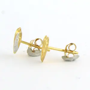 14k bicolour gouden oorknoppen - 6,6 mm x 6,6 mm kopen? Bied vanaf 50!