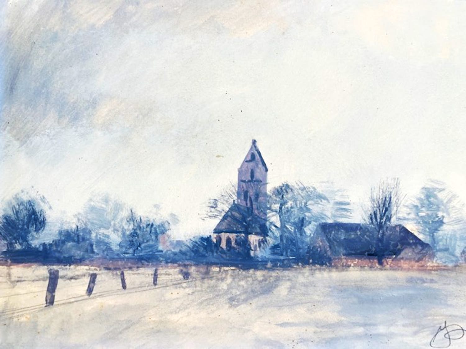 Jan Bernard Meinen - Dorpsgezicht in de winter verkocht voor € 45!