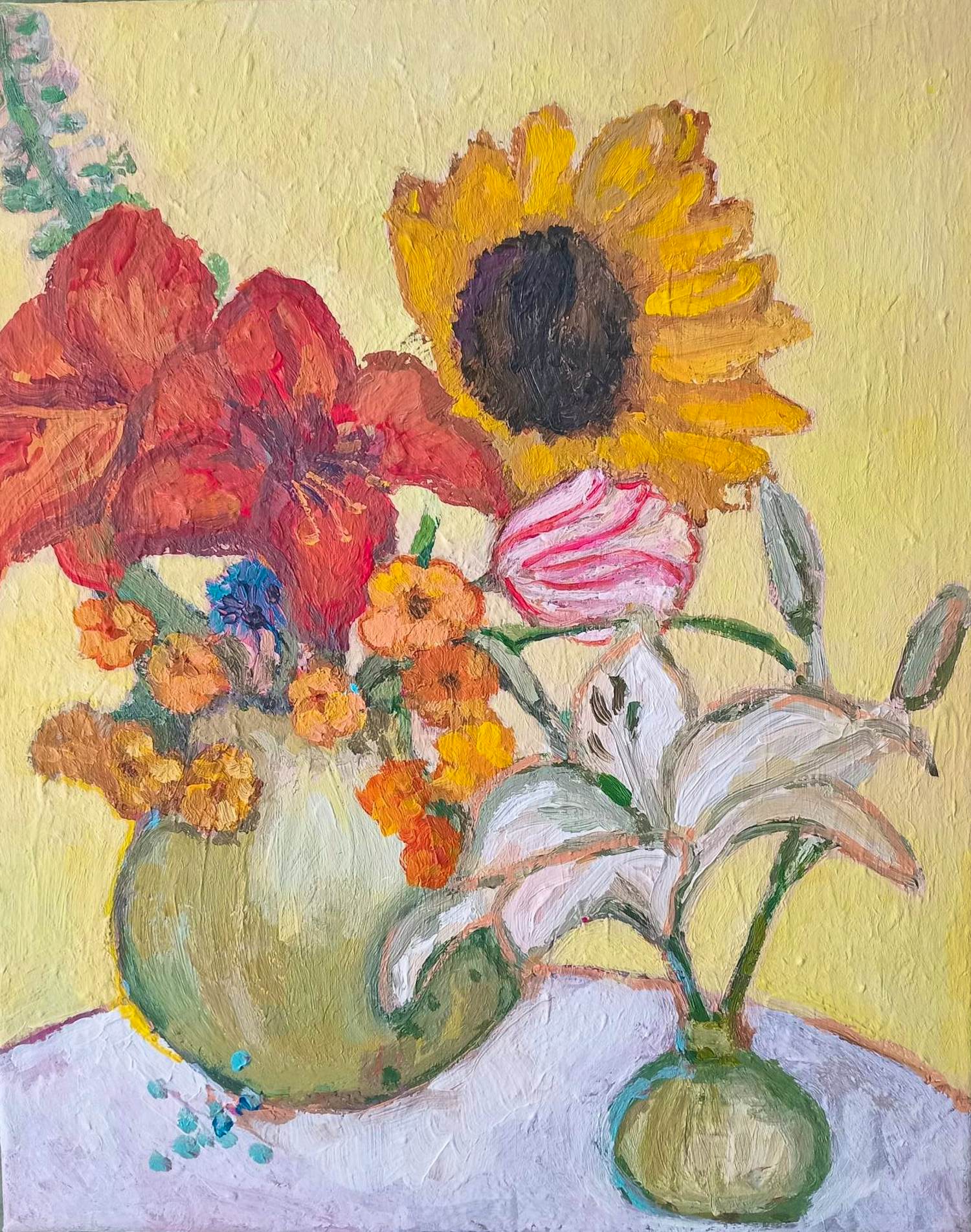 Buy Tanja Koelemij - serie stillevens oranje bloemen? Bid from 75!