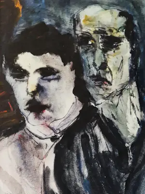 Albert Hennig - "Die verschollene Generation" Aquarell u Inkt - selbstportraet Jung und Alt kopen? Bied vanaf 160!