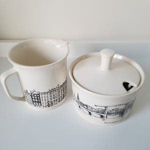 Villeroy & Boch - Melk- en suikerpotje Amsterdamse grachten, 60s spaaractie van Nutroma kopen? Bied vanaf 15!
