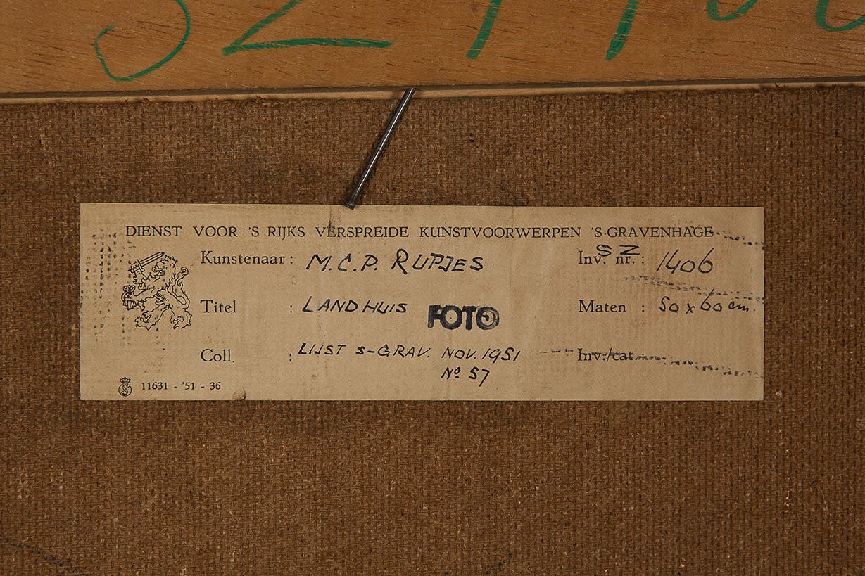 Rinus Rutjes - Landhuis - Olieverf op hardboard - gesigneerd r.o. - BKR Den Haag - 1951 kopen? Bied vanaf 10!