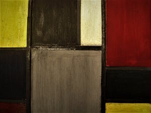 Pjotr van Oorschot - Geometrische Hout en Acrylverf Collage "Hommage a de Stijl" gesigneerd kopen? Bied vanaf 31!