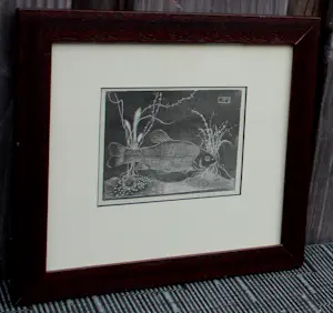 Jan Mankes - Ingelijste houtsnede: vis in een onderwaterlandschap - 1917 kopen? Bied vanaf 599!