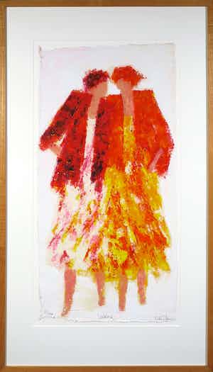 Wil Willemsen - Zeefdruk, Walking - Ingelijst verkocht voor € 50!