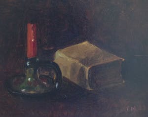 Niet of onleesbaar gesigneerd - b2443, stilleven met kaars en boek, monogram FH kopen? Bied vanaf 10!