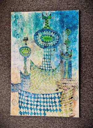 Pim Leefsma - Grote in 1986 gemaakte gemengde techniek op karton "Luchtkasteel" - gesigneerd kopen? Bied vanaf 35!