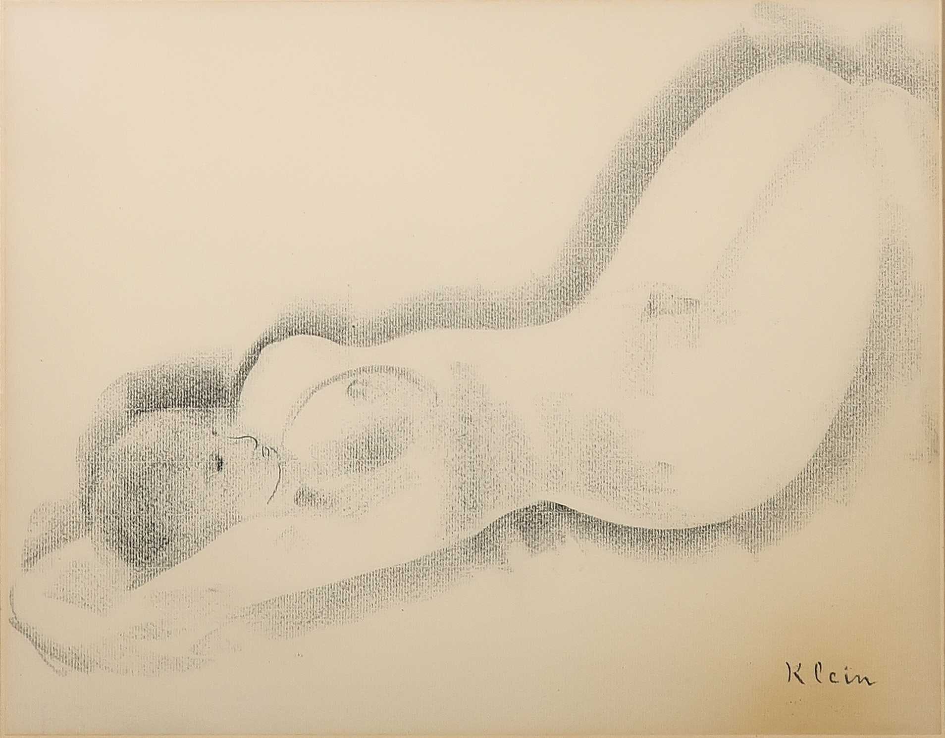 Frits Klein - Potloodtekening, Liggend naakt - Ingelijst kopen? Bied vanaf 80!