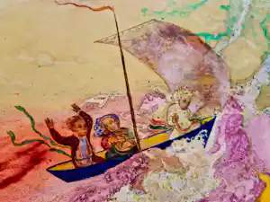 Etie van Rees - Bijzonder fraaie jaren 50 aquarel "kinderen in storm op zee" gesigneerd vendu pour 43€ !