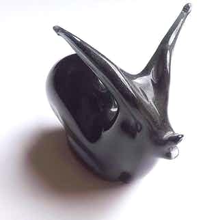 Vincenzo Nason - gestilieerde antiloop van zwart hoogglans kristal - gesigneerd + label verkocht voor € 1!