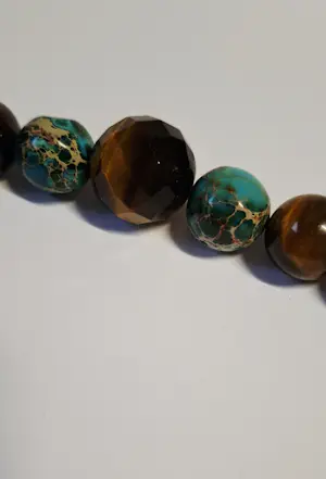 Nieuwe Ketting van natuurlijke turquoise en tijgeroog kopen? Bied vanaf 75!