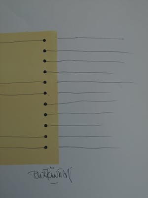 René Klinkers - Gemengde techniek , “4Kant met lijnen II” – gesigneerd kopen? Bied vanaf 25!
