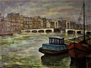 Ronald Terpstra - Verstild olieverf "Amsterdam de Amstel en Magere Brug" gesigneerd kopen? Bied vanaf 10!