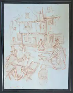 Anton Pieck - Studie tekening van een stad kaufen? Bieten Sie von 1250!